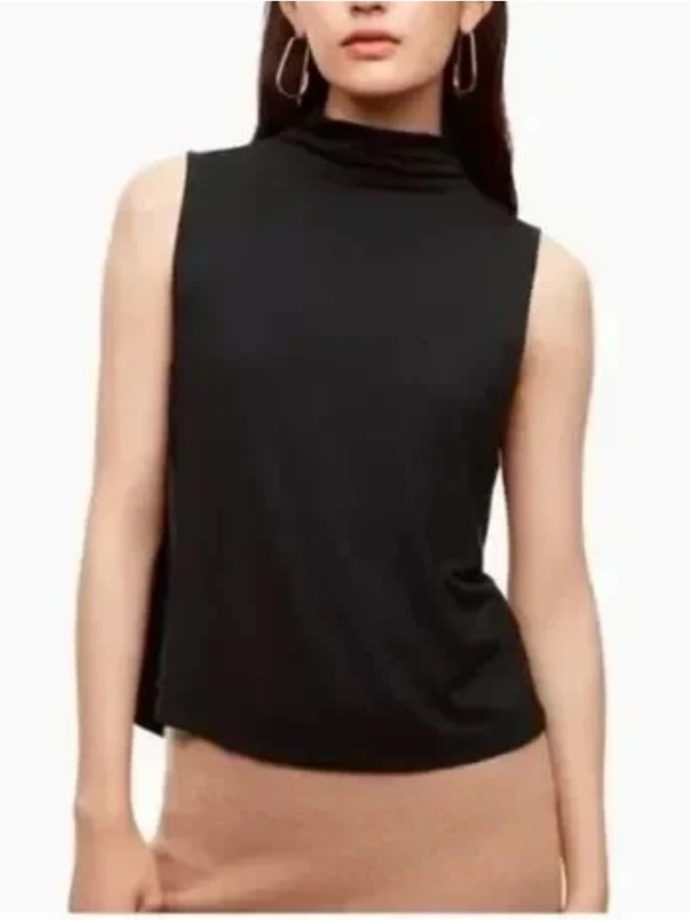 Aritzia Babaton Vince Mock Neck Tank Top Black Womens M Minimalist